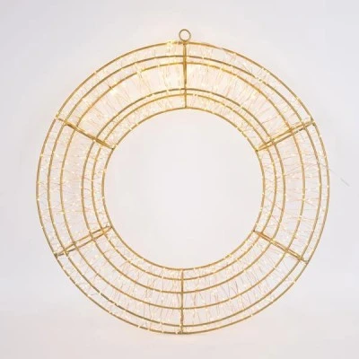 Στεφάνι με διάμετρο 58cm 1200 led & χρονοδιακόπτη λειτουργίας μπρονζέ μεταλλικό σκελετό - χάλκινο καλώδιο με θερμό λευκό χρώμα φωτός IP44