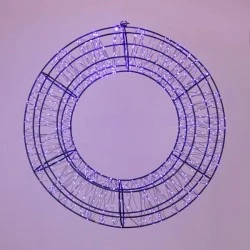 Στεφάνι διακοσμητικό με διάμετρο 38cm 720 led με μωβ χρώμα φωτός με μαύρο μεταλλικό σκελετό & ασημί χάλκινο καλώδιο IP44