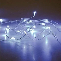 20 led λαμπάκια σε σειρά μπαταρίας ψυχρό λευκό φως IP20 με ασημί καλώδιο χαλκού επεκτεινόμενα