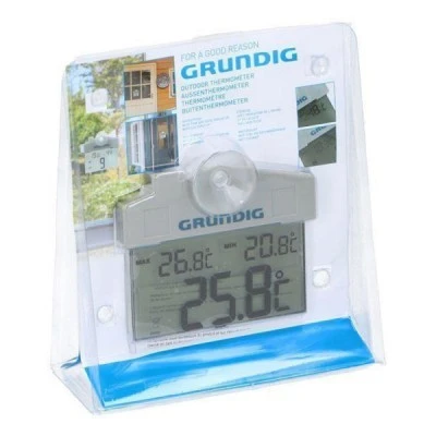Θερμόμετρο Grundig 87154 εξωτερικού χώρου αδιάβροχο με βεντούζα και ένδειξη ημερομηνίας και ώρας