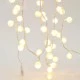 100 Led σε σειρά με λευκές υφασμάτινες μπάλες θερμό λευκό φως διάφανο καλώδιο και μετασχηματιστή