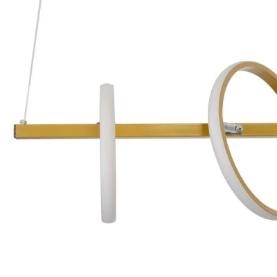 GloboStar® CIRCOLARE 61322 Κρεμαστό Φωτιστικό Οροφής Design LED CCT 75W 8400lm 360° AC 220-240V - Εναλλαγή Φωτισμού μέσω Τηλεχειριστηρίου All In One Ψυχρό 6000k+Φυσικό 4500k+Θερμό 2700k Dimmable Μ120 x Π25 x Υ25cm - Χρυσό - 3 Χρόνια Εγγύηση