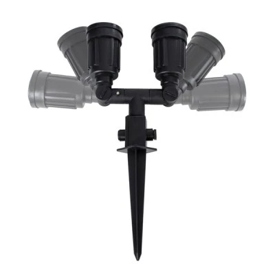 GloboStar® GRASEDO 61614 Καρφωτή Βάση Κήπου με 2 Ντουί E27 για Λάμπες Σποτ PAR38 - Αδιάβροχη IP67 - Υψηλής Αντοχής ABS - VDE Certified - Μ25 x Π7.5 x Υ43.5cm - Μαύρο - 5 Years Warranty