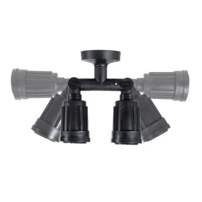 GloboStar® GRASEDO 61616 Βάση Κήπου με 2 Ντουί E27 για Λάμπες Σποτ PAR38 - Αδιάβροχη IP67 - Υψηλής Αντοχής ABS - VDE Certified - Μ40 x Π9.5 x Υ22cm - Μαύρο - 5 Years Warranty