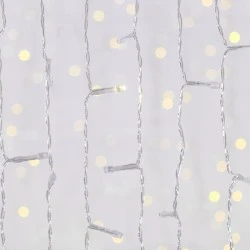 Flash 240 led κουρτίνα 5mm με επέκταση 36V διάφανο καλώδιο θερμό λευκό φως IP44