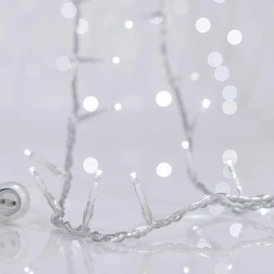 300 led χριστουγεννιάτικα λαμπάκια λευκά 3mm με δυνατότητα επέκτασης έως 3 και διάφανο καλώδιο