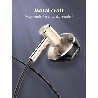 Εarphones με μικρόφωνο LDNIO 3.5mm σύνδεση, Φ13mm & μήκος καλωδίου 1.2m ροζ χρυσό χρώμα
