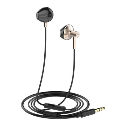 Εarphones με μικρόφωνο LDNIO 3.5mm σύνδεση, Φ13mm & μήκος καλωδίου 1.2m ροζ χρυσό χρώμα