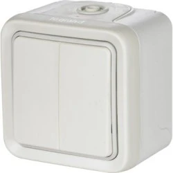 Διακόπτης διπλός LEGRAND σειρά Plexo IP55 Αλέ - Ρετούρ  επίτοιχης τοποθέτησης πλήρης σε λευκό χρώμα