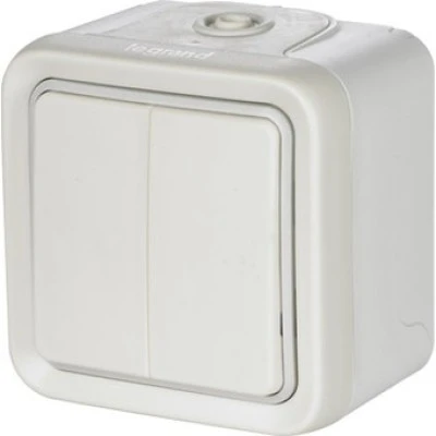 Διακόπτης διπλός LEGRAND σειρά Plexo IP55 Αλέ - Ρετούρ  επίτοιχης τοποθέτησης πλήρης σε λευκό χρώμα