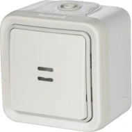 Διακόπτης LEGRAND σειρά Plexo IP55 Αλέ - Ρετούρ φωτεινός πλήρης επίτοιχης τοποθέτησης  σε λευκό χρώμα