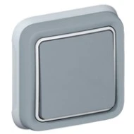 Διακόπτης LEGRAND σειρά Plexo IP55 Αλέ - Ρετούρ (A/Ρ) πλήρης σε γκρι χρώμα χωνευτής τοποθέτησης με νύχια
