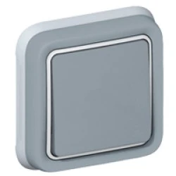 Διακόπτης LEGRAND σειρά Plexo IP55 Αλέ - Ρετούρ (A/Ρ) πλήρης σε γκρι χρώμα χωνευτής τοποθέτησης με νύχια