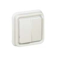 Διακόπτης διπλός LEGRAND σειρά Plexo IP55 Αλέ - Ρετούρ  χωνευτής τοποθέτησης με νύχια πλήρης σε λευκό χρώμα IP55