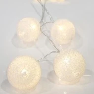 10 led χριστουγεννιάτικα λαμπάκια μπαταρίας σε σειρά θερμό φως IP20 με λευκές μπάλες επεκτεινόμενα