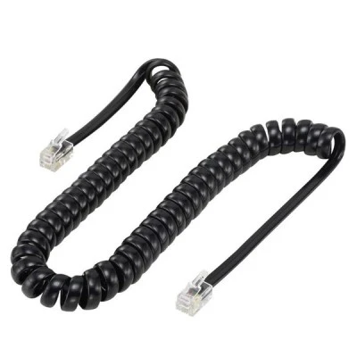 Καλώδιο Τηλεφώνου RJ10 4P4C POWERTECH Spiral 2m μαύρο χρώμα