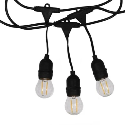 GloboStar® 78982 WIRE GARLAND Καλωδιογιρλάντα PVC 5 Μέτρων με 15 Ντουί E27 με Πρίζα Schuko Επεκτεινόμενη Αδιάβροχη IP65