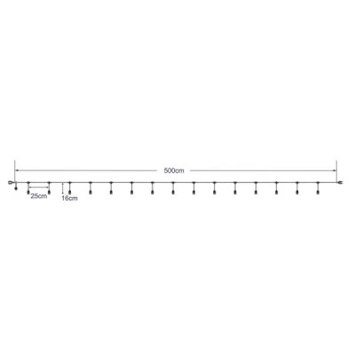 GloboStar® 78982 WIRE GARLAND Καλωδιογιρλάντα PVC 5 Μέτρων με 15 Ντουί E27 με Πρίζα Schuko Επεκτεινόμενη Αδιάβροχη IP65