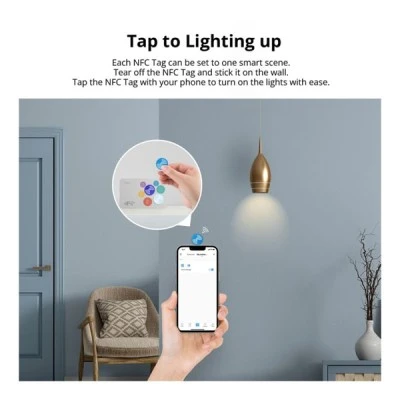 GloboStar® 80100 SONOFF 2 x PAIR NFC Tag Tap to Trigger Tap to Start Your Smart Life Carry-on or Sticker One Scene/NFC