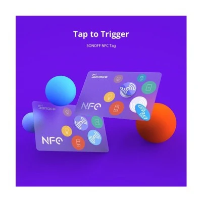 GloboStar® 80100 SONOFF 2 x PAIR NFC Tag Tap to Trigger Tap to Start Your Smart Life Carry-on or Sticker One Scene/NFC