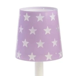 Παιδικό φωτιστικό κομοδίνου Stars Lilac σε λιλά χρώμα με αστεράκια με φωσφορίζοντα μέρη