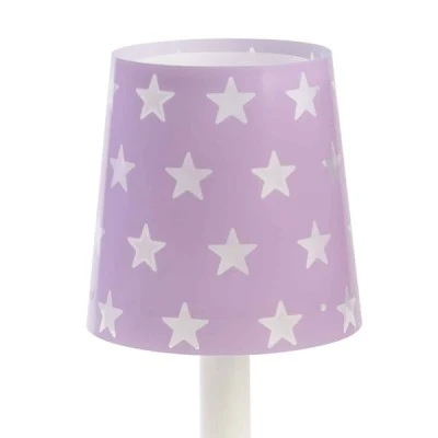 Παιδικό φωτιστικό κομοδίνου Stars Lilac σε λιλά χρώμα με αστεράκια με φωσφορίζοντα μέρη