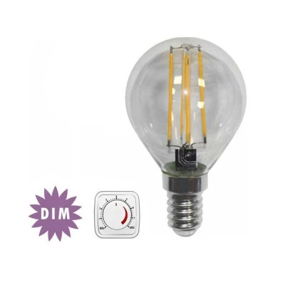 Λάμπα led cog σφαιρική διάφανη Ε14 ισχύος 6W 230V ντιμαριζόμενη 2800k θερμό λευκό φως 720lm