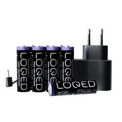 Φορτιστής μπαταριών LOQED Power Kit για τις επαναφορτιζόμενες μπαταρίες της έξυπνης κλειδαριάς Shelly LOQED Touch Smart Lock