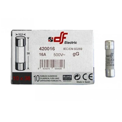 Φυσίγγιο κυλινδρικό πορσελάνης 10x38mm ταχείας καύσεως gG 16A