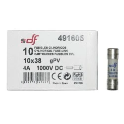 Ασφάλεια κυλινδρική (φυσίγγιο) 10x38mm 4A 1000V DC gR για φωτοβολταϊκά συστήματα
