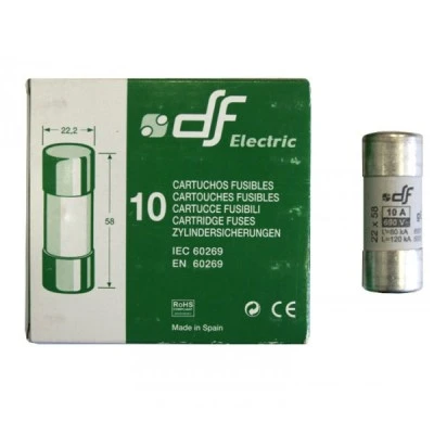 Φυσίγγιο κυλινδρικό πορσελάνης 22x58mm 10Α Gg ταχείας καύσεως