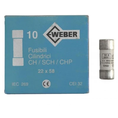 Φυσίγγιο κυλινδρικό πορσελάνης 22x58mm 50Α Gg ταχείας καύσεως