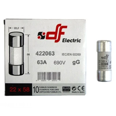 Φυσίγγιο κυλινδρικό πορσελάνης 22x58mm 63Α Gg ταχείας καύσεως Φυσίγγιο κυλινδρικό πορσελάνης 22x58mm 63Α Gg ταχείας καύσεως