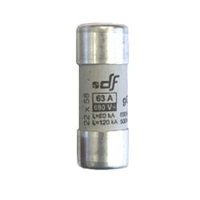 Φυσίγγιο κυλινδρικό πορσελάνης 22x58mm 63Α Gg ταχείας καύσεως Φυσίγγιο κυλινδρικό πορσελάνης 22x58mm 63Α Gg ταχείας καύσεως