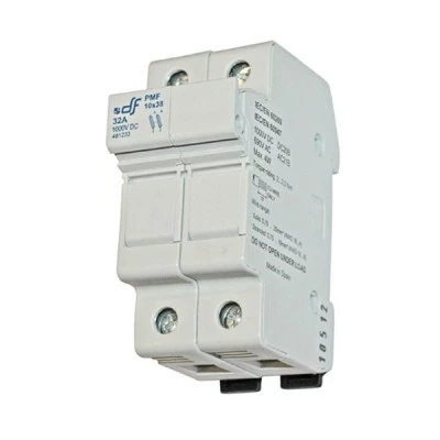 Βάση διπολική ράγας (ασφαλειοθήκη) 2x32A 1000VDC για κυλινδρικές ασφάλειες 10x38mm για φωτοβολταϊκά