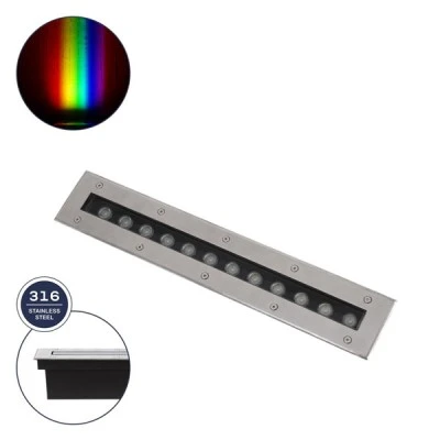 Φωτιστικό UNDERGROUND-REMVI χωνευτό Wall Washer δαπέδου LED 12W RGBW 1020lm 10° DC 24V αδιάβροχο IP68 L50 x W9 x H7.2cm GLOBOSTAR® UNDERGROUND-REMVI 90193 Χωνευτή Μπάρα Φωτισμού Wall Washer LED 12W 1020lm 10° DC 24V Αδιάβροχο IP68 RGBW Dimmable DMX512 - Ανοξείδωτο Ατσάλι 304 - Μ50 x Π9 x Υ7.2cm / Q48.5 x 7.5cm - 3 Χρόνια Εγγύηση