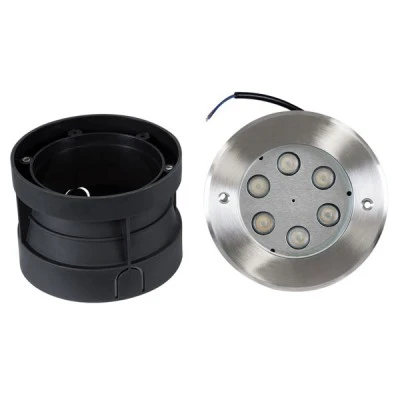 GLOBOSTAR® UNDERWATER-YUNI 90417 Υποβρύχιο Χωνευτό Σποτ για Σιντριβάνια/Πισίνες LED 6W 540lm 30° DC 24V Αδιάβροχο IP68 Θερμό Λευκό 2700K Dimmable - Ανοξείδωτο Ατσάλι 304 - Φ15 x Υ10cm - 3 Χρόνια Εγγύηση