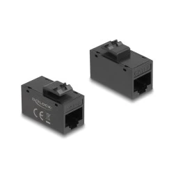 DELOCK Keystone module RJ45 90638, θηλυκό σε θηλυκό, Cat 6A UTP, μαύρο