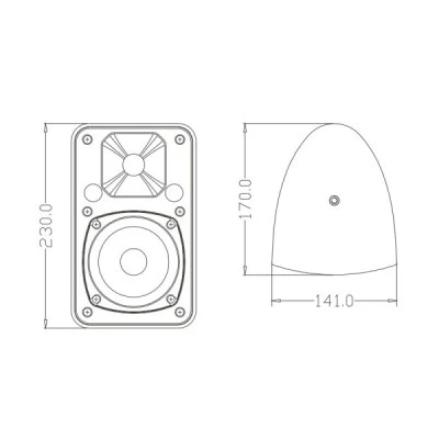 GloboStar® FDB ES104BT 98000 Facilities Speaker - Παθητικό Ηχείο Εγκαταστάσεων Επιτοίχιο με Μετασχηματιστή 100V & 16Ω - 40W RMS (160W Peak) - 1 x 4" Inches LF & 1 x 0.8" Inches HF - Αδιάβροχο IP65 - Μαύρο - Μ14.1 x Π17 x Υ23cm - Ζεύγος