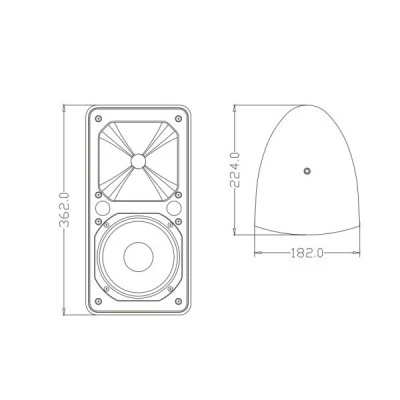GloboStar® FDB ES106BT 98002 Facilities Speaker - Παθητικό Ηχείο Εγκαταστάσεων Επιτοίχιο με Μετασχηματιστή 100V & 16Ω - 80W RMS (320W Peak) - 1 x 6" Inches LF & 1 x 1" Inches HF - Αδιάβροχο IP65 - Μαύρο - Μ18.2 x Π22.4 x Υ36.2cm - Ζεύγος