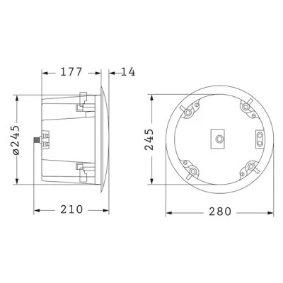 GloboStar® FDB C800T 98013 Facilities Speaker - Παθητικό Ηχείο Εγκαταστάσεων Χωνευτό Οροφής με Μετασχηματιστή 100V & 8Ω - 50W RMS (100W Peak) - 1 x 8" Inches LF & 1 x 1" Inches HF -  IP20 - Λευκό - Φ28 x Υ19.1cm