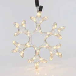 Χιονονιφάδα led σε θερμό λευκό φως με 2m φωτοσωλήνα 25x25cm στεγανό ΙΡ44