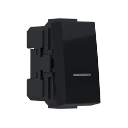 Διακόπτης MODYS μπουτόν απλό μαύρο ματ 1 ΣΤ. 1P 10A 250VAC IP20 για χωνευτή τοποθέτηση