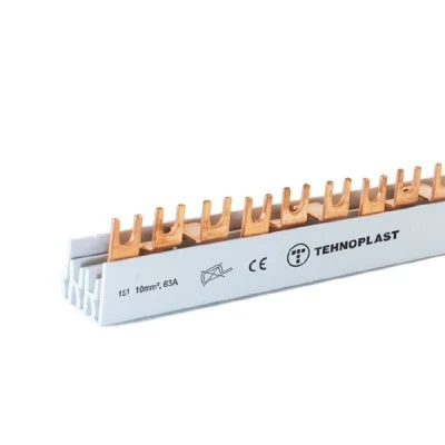 Γέφυρα χαλκού πίνακα με μήκος 100cm BUSBAR 63A μονοφασική διχαλωτή