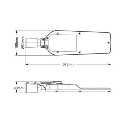 Φωτιστικό δρόμου LED 230VAC 100W 14000lm ενδιάμεσο χρώμα φωτός 4000K 150⁰ x 75⁰ IP66 10kV 