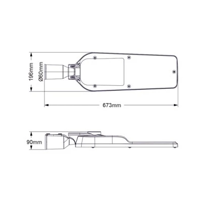 Φωτιστικό δρόμου LED ALIX 230VAC 120W 16800lm ενδιάμεσο χρώμα φωτός 4000K 150⁰ x 75⁰ IP66 10kV
