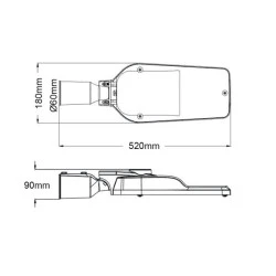 Φωτιστικό δρόμου LED 230VAC 50W 7000lm ενδιάμεσο χρώμα φωτός 4000K 150⁰ x 75⁰ IP66 10kV