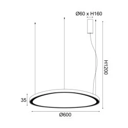 Κρεμαστό φωτιστικό led χρώμα χρυσό 44W CCT με δυνατότητα επιλογής φωτισμού 4670Lm HARMONY από αλουμίνιο IP20 D60XH120cm