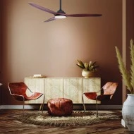 Ανεμιστήρας οροφής LED DIMMABLE με διάμετρο Φ132cm 40W με 3 ξύλινα καφέ πτερύγια τηλεχειριστήριο & 2 αναρτήσεις 