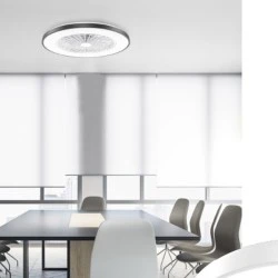 Ανεμιστήρας οροφής τηλεχειριζόμενος SMART με LED 36W DIMMABLE & διάμετρο Φ50cm 22W DC με 7 διάφανα ABS πτερύγια μαύρος